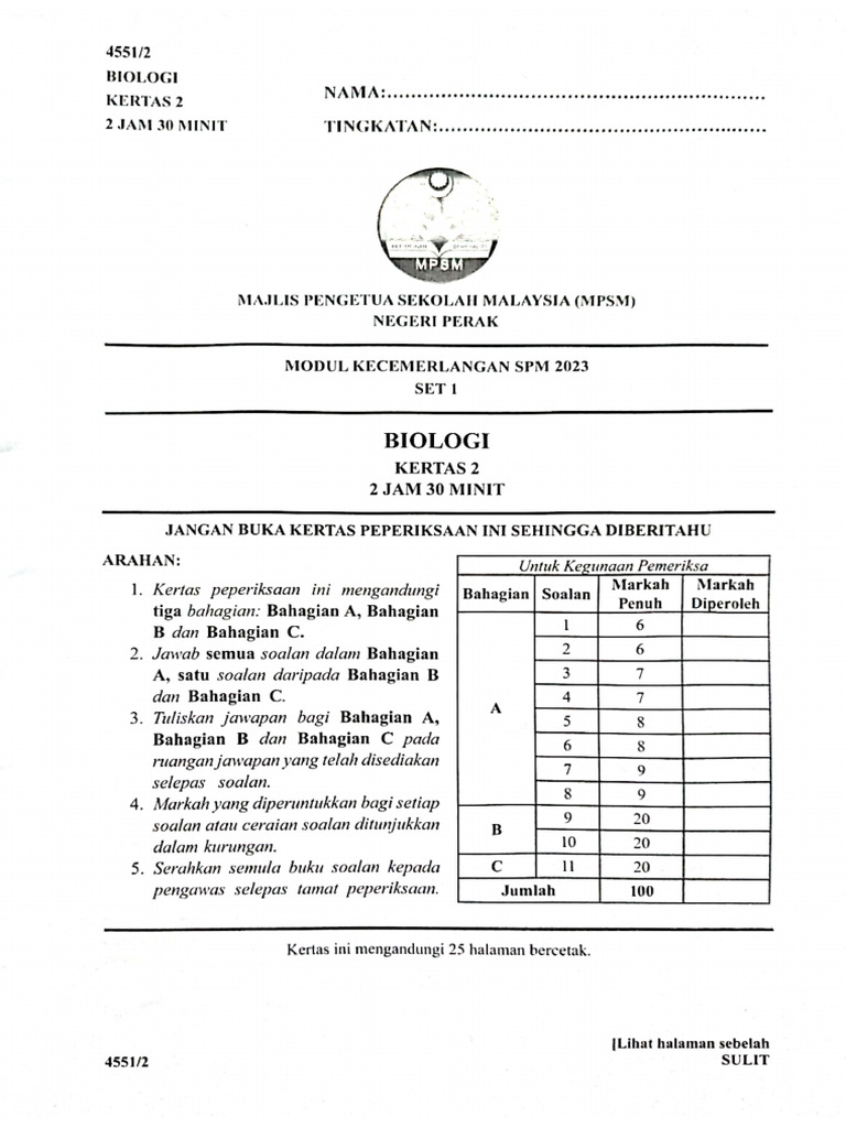 Trial SPM K2 Perak 2023 PDF