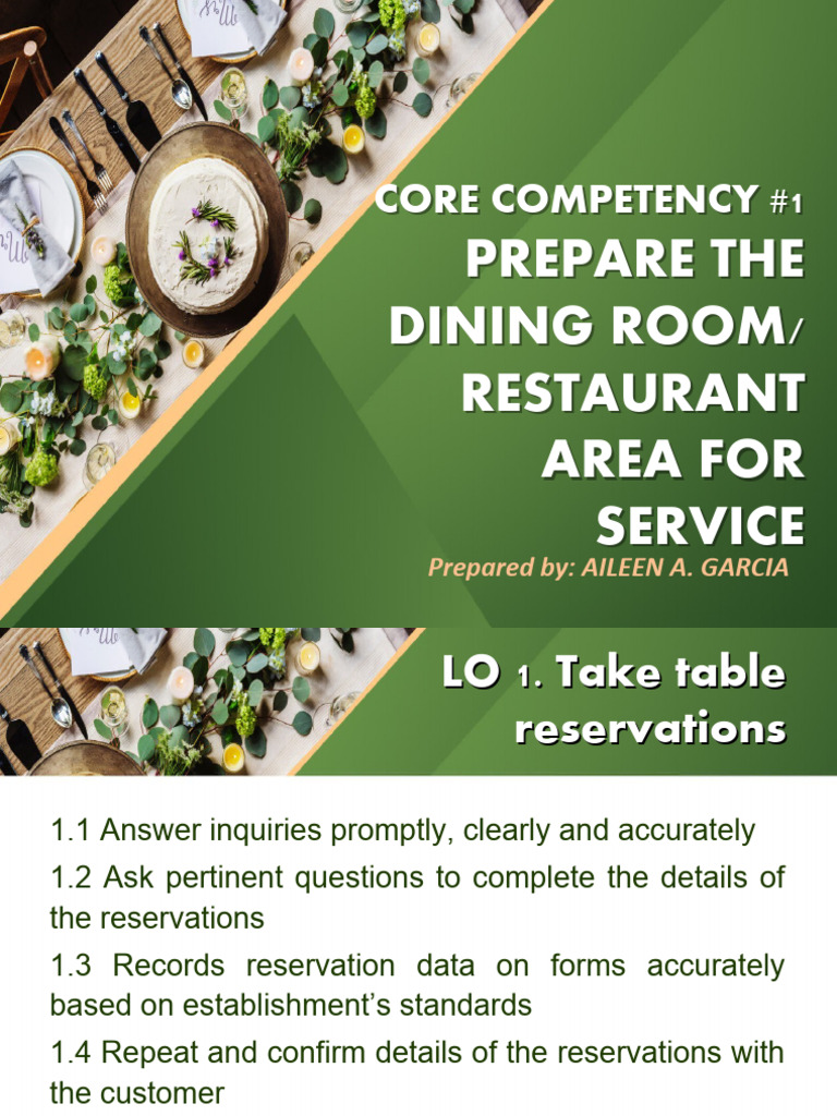 Preparing Restaurant Dining Area for Service | PDF | Cafeteria ...