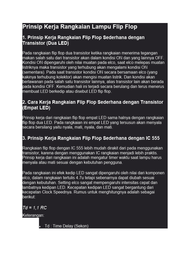 Prinsip Kerja Rangkaian Lampu Flip Flop | PDF