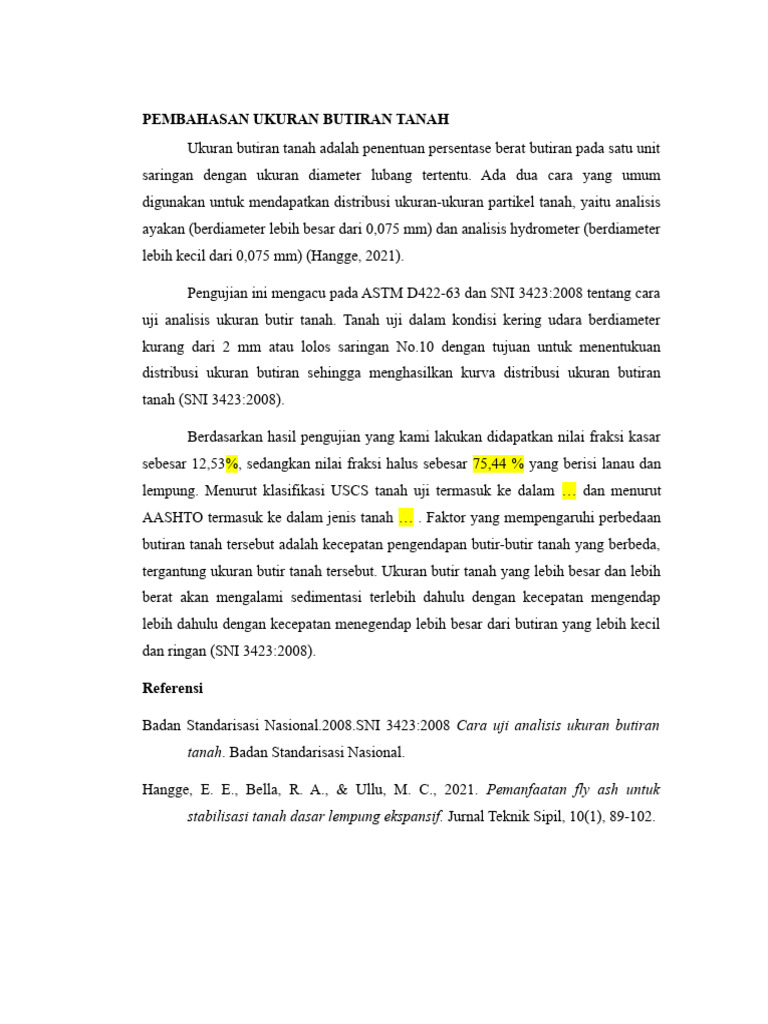 Analisis Ukuran Butiran Tanah E4 | PDF | Sains & Matematika