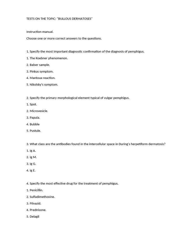 Bullous dermatoses test pdf io pdf clinical medicine medical