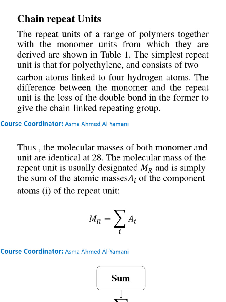 Polymer Repeat Units and Mass Calculations | PDF | Polymers | Polyethylene