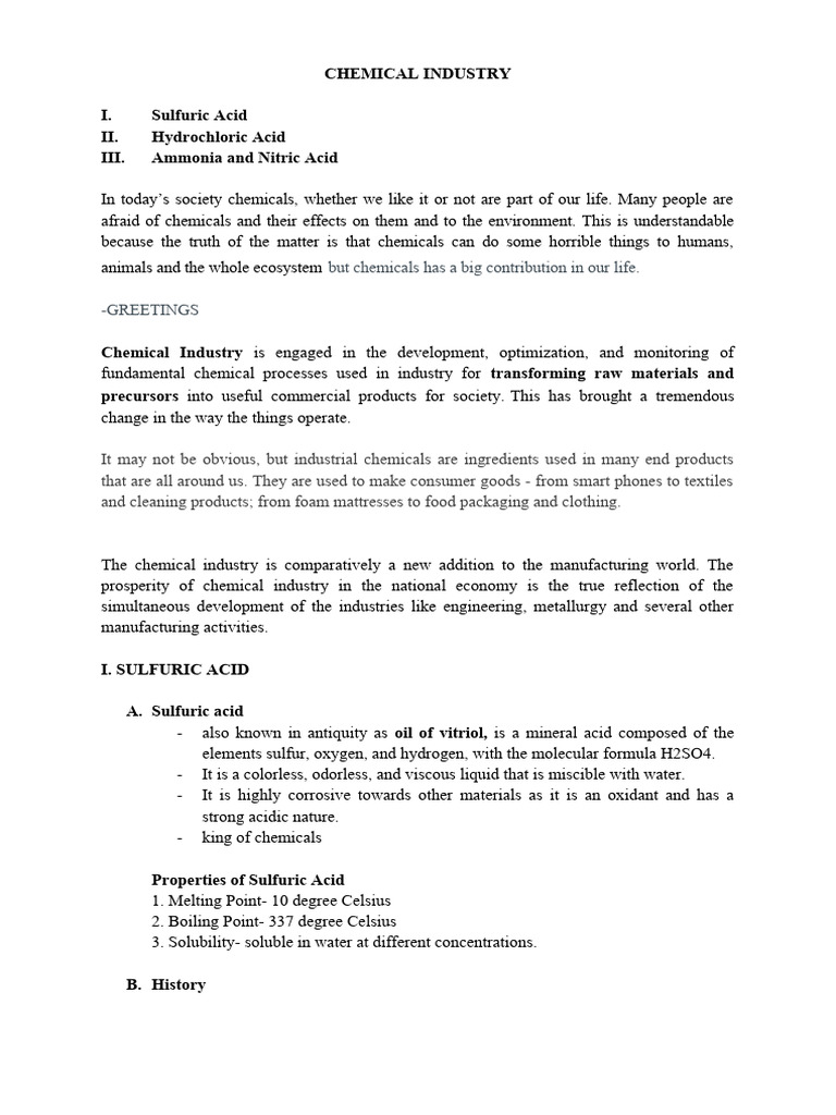 Chemical Industry PDF Nitric Acid Hydrochloric Acid