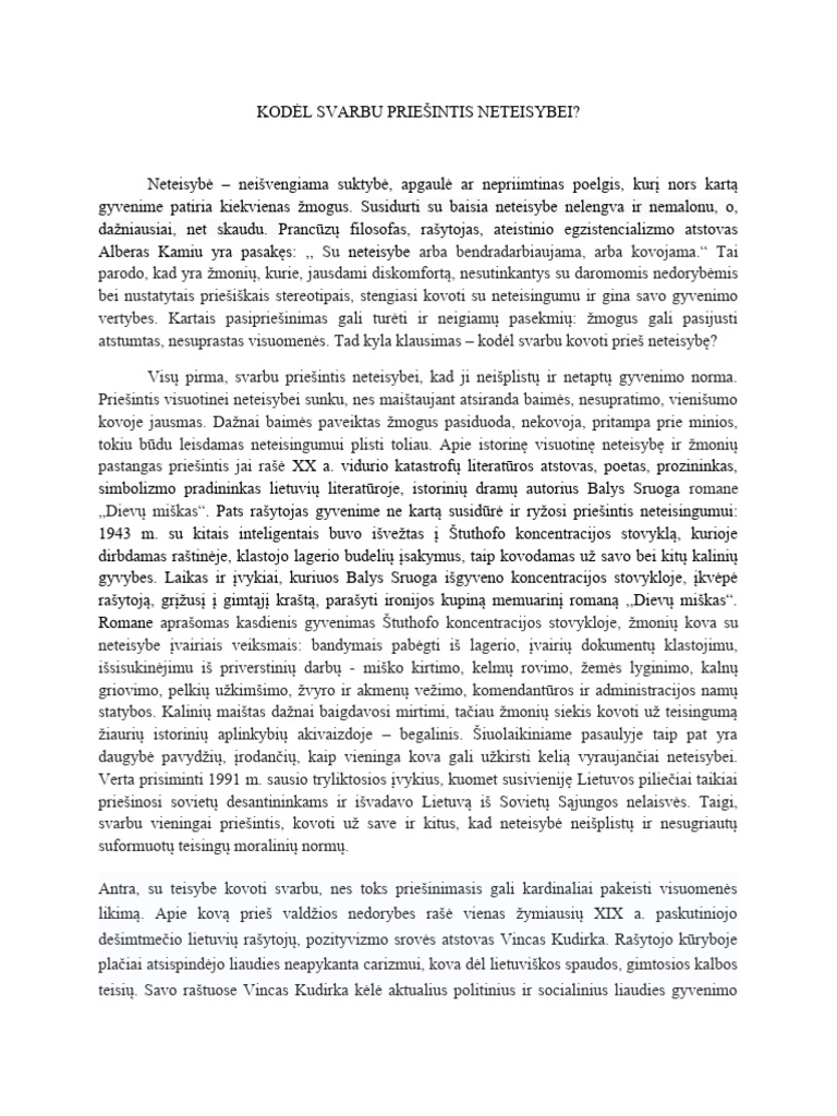 Kodel Svarbu Priesintis Neteisybei | PDF