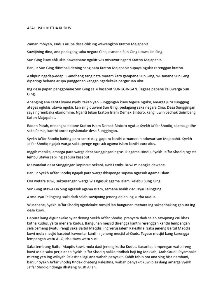 ASAL USUL KUTHA KUDUS B.jawa | PDF