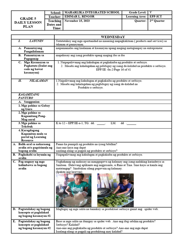 Q2 Grade 5 DLL EPP 5 Week 1-DAY3 | PDF