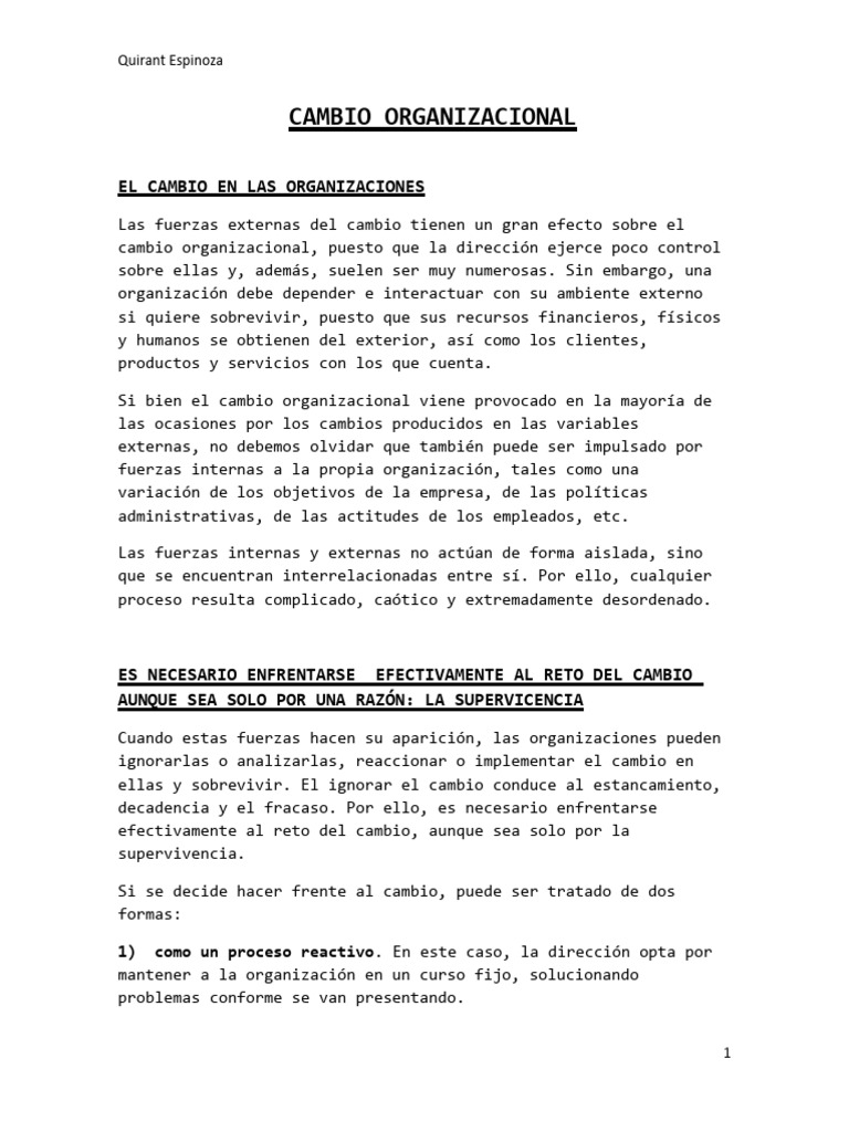 Cambio Organizacional | PDF | Gestión del cambio | Business