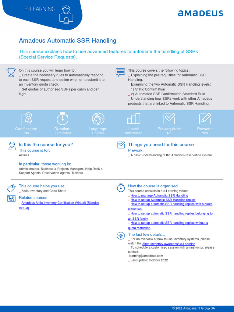 Automating SSR Handling in Amadeus | PDF | Educational Technology ...