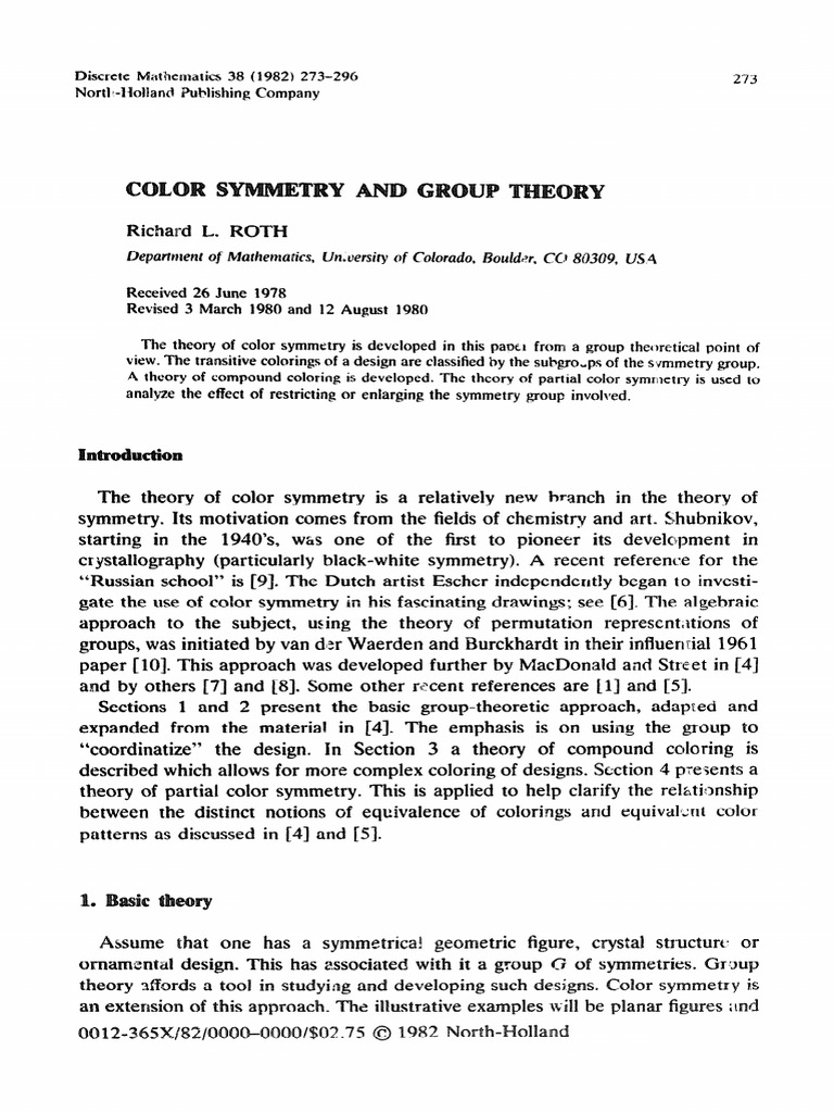 Color Symmetry in Group Theory | PDF | Index Of A Subgroup | Group ...