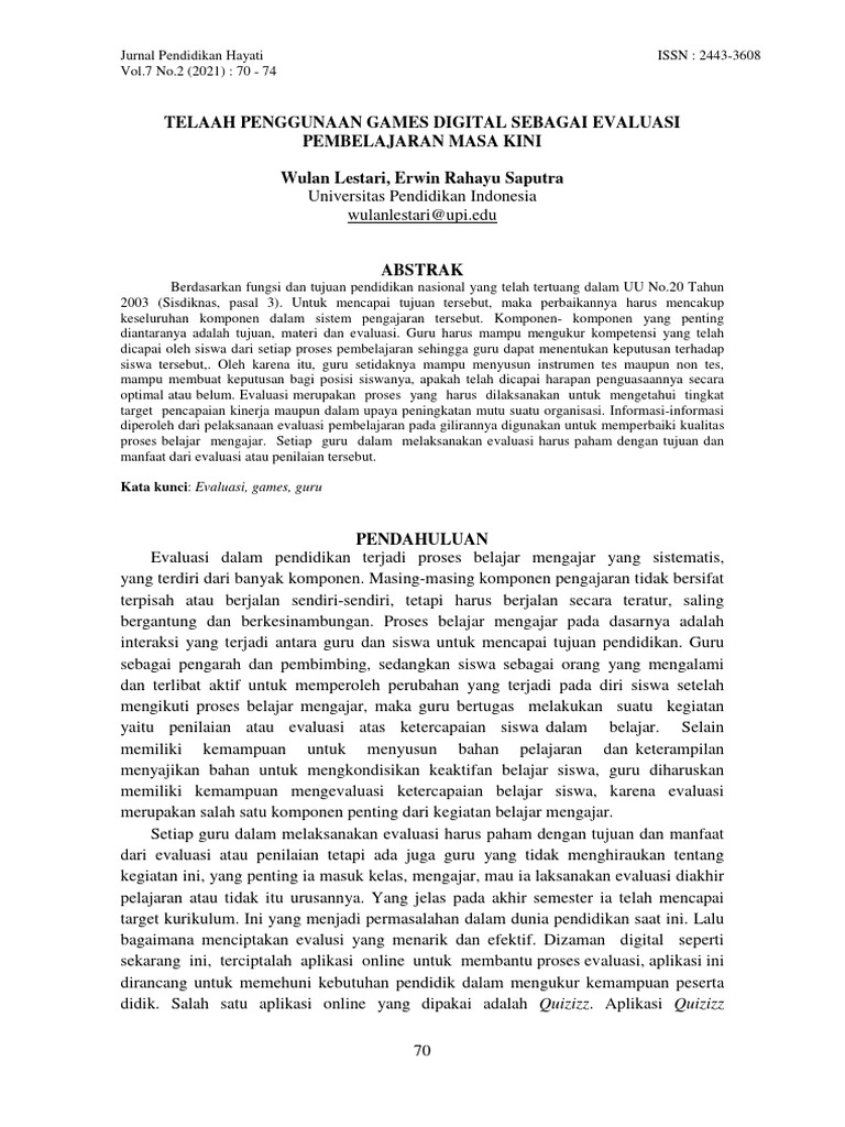 Telaah penggunaan games digital sebagai evaluasi pdf