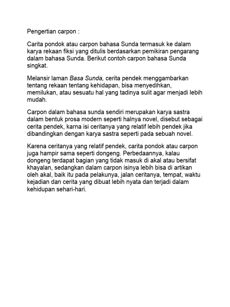 Pengertian dan Contoh Carpon Sunda | PDF