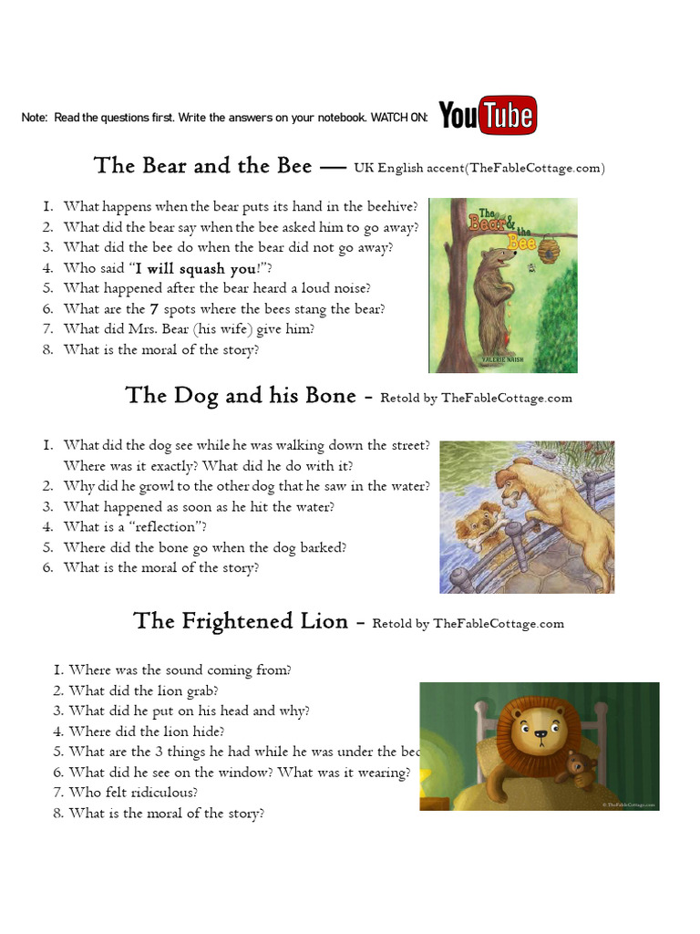 Fables with Questions for Kids | PDF