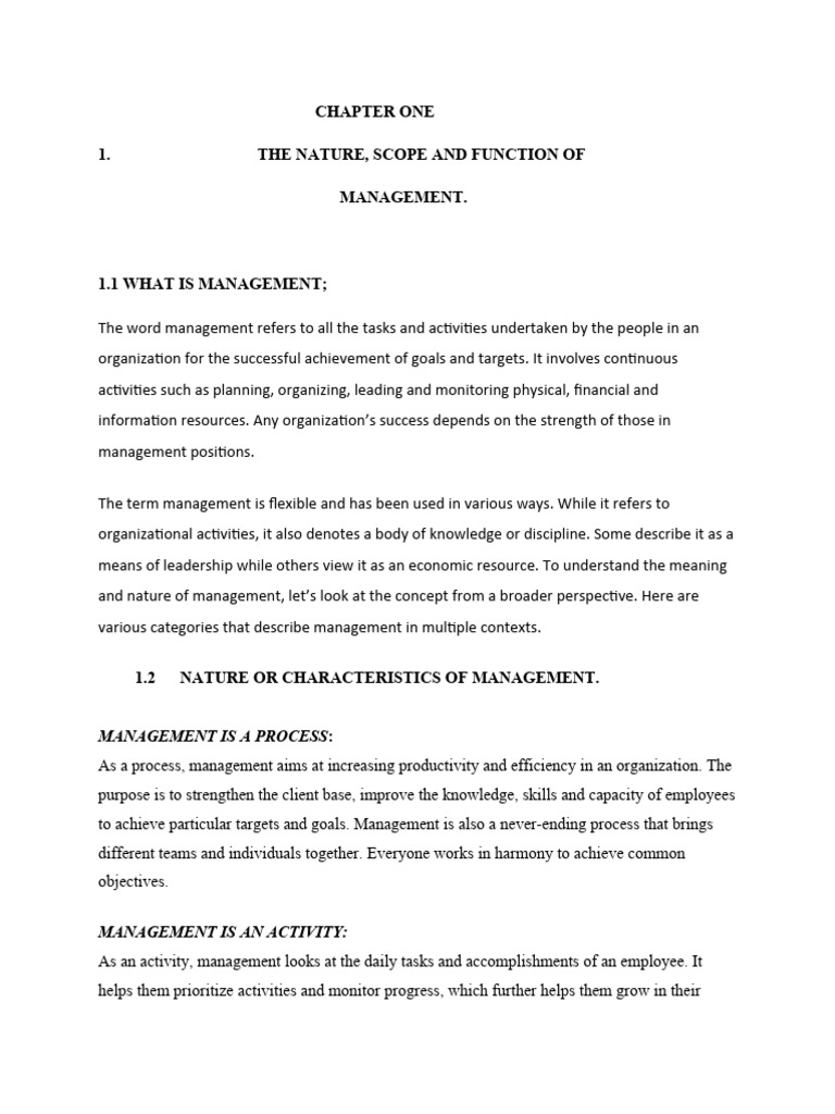 The Nature Scope and Function of Management (Chapter 1) | PDF ...