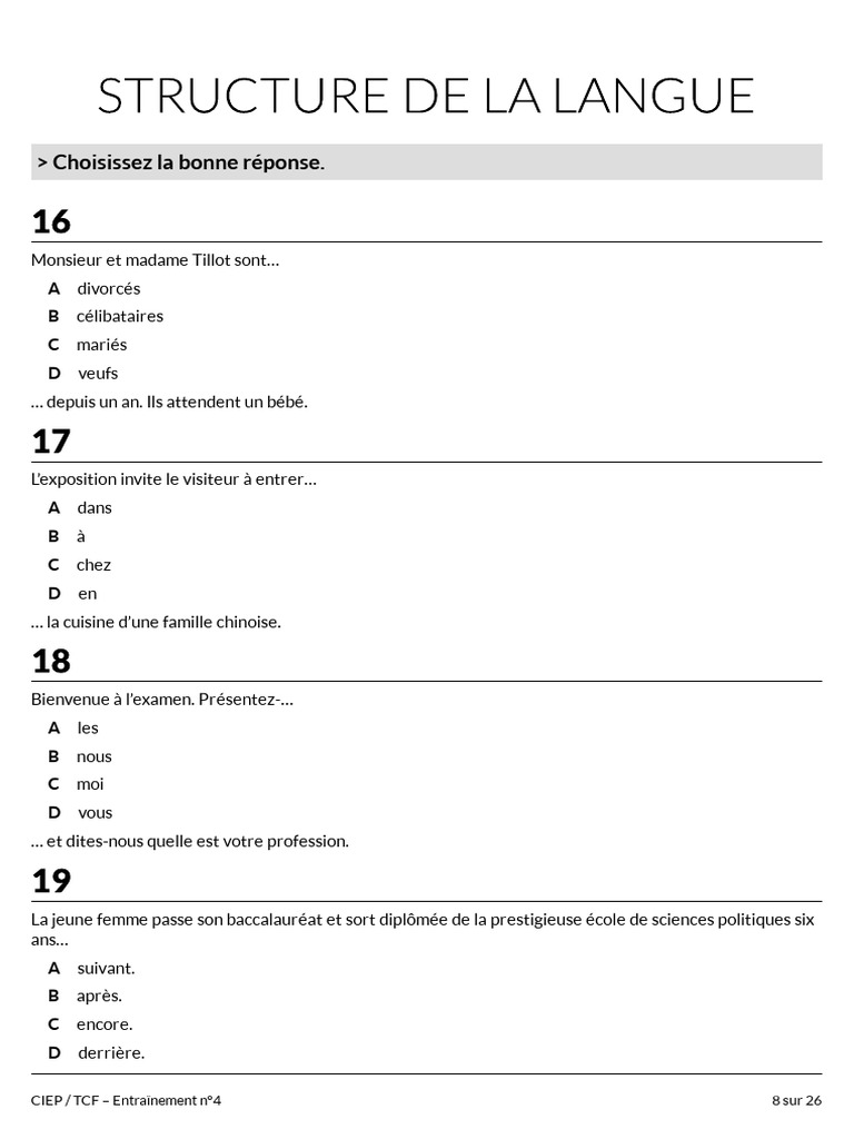 Test TCF B1 : Exercice PDF Gratuit | PDF