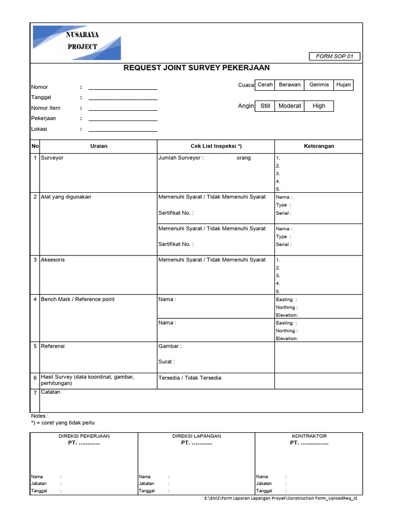 Form request joint survey pdf