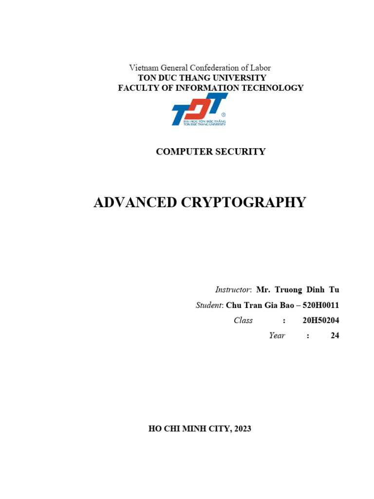 520H0011 4 Advanced Cryptography | PDF | Public Key Certificate ...