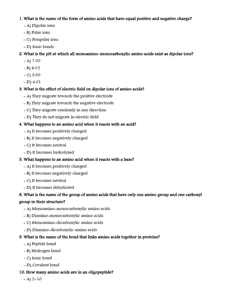 L2 Mcqs PDF Protein Structure Alpha Helix