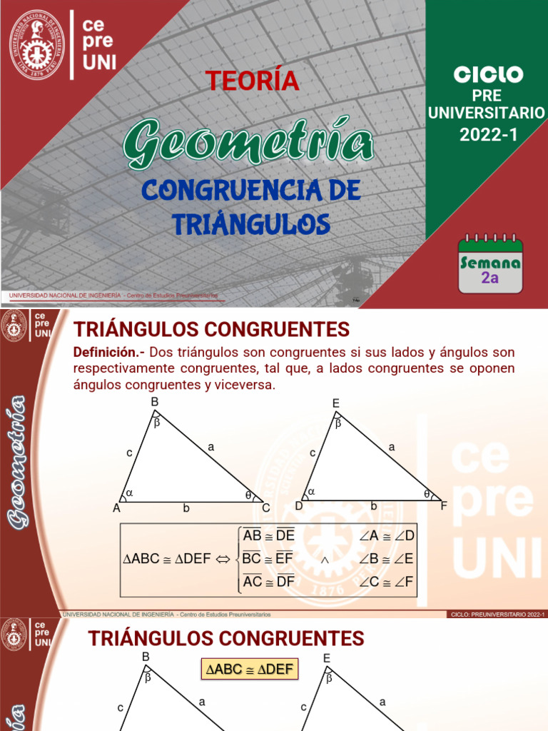 Teoría Y Ejercicios De Congruencia De Triángulos Pdf Triángulo 