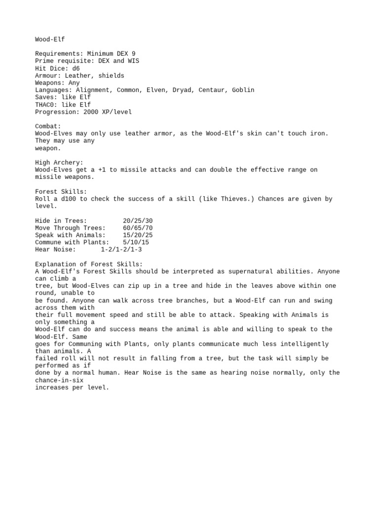 WoodElf Class PDF