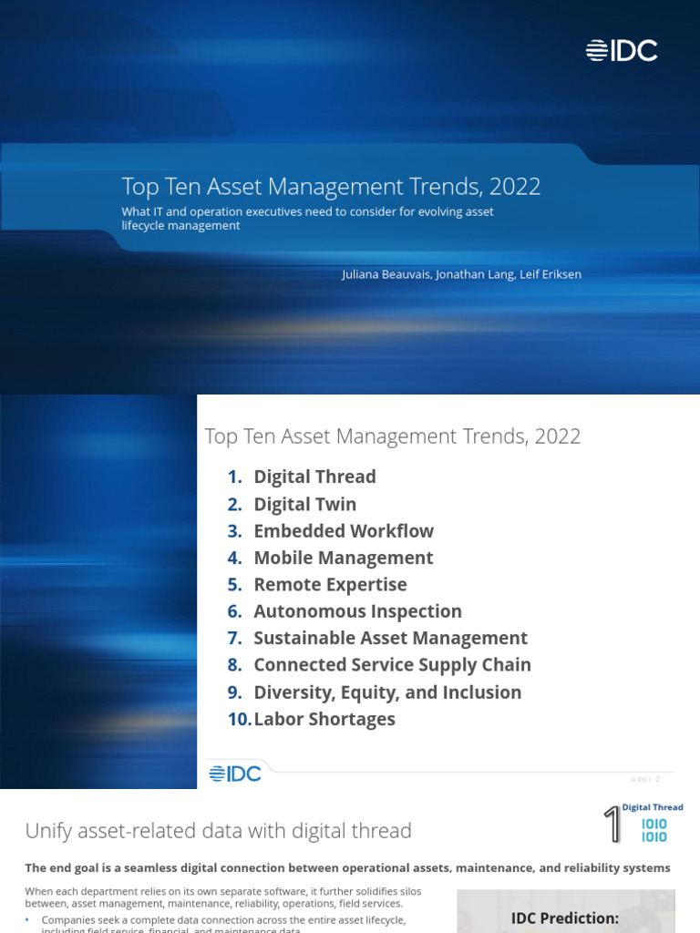 Top Ten Asset Management Trends 2022 PDF Analytics Asset Management