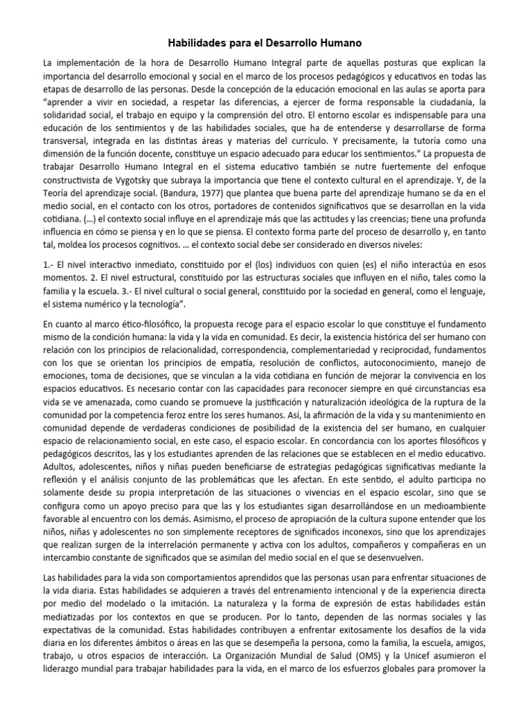 Habilidades para el Desarrollo Humano | PDF | Las emociones | Toma de