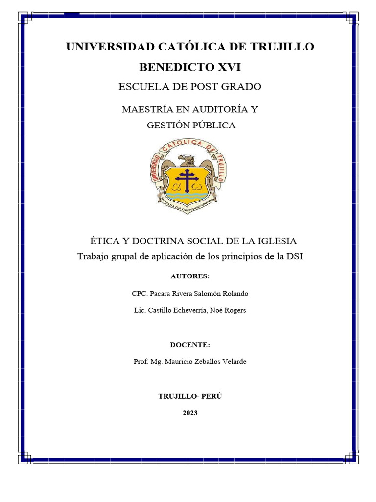 Trabajo Final - Doctrina Social de La Iglesia | PDF | Justicia | Crimen ...