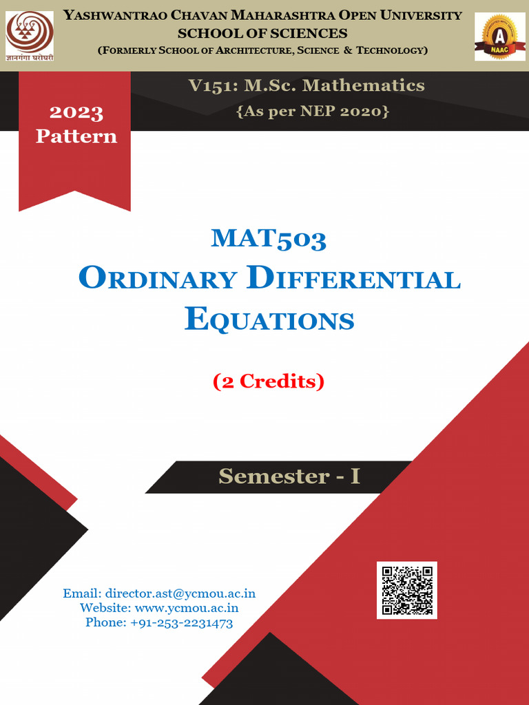 MAT503_Ordinary Differential Equations PDF Zero Of A Function