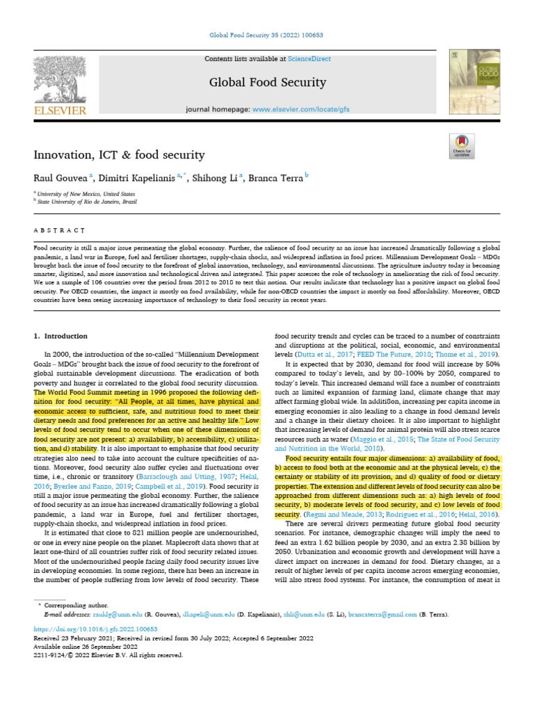 Technology's Role in Food Security | PDF | Food Security | Agriculture