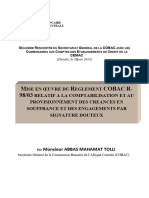 Mise en Oeuvre Du Règlement COBAC R 9803 Relatif À La Comptabilisation Et Au Provisionnement Des Créances en Souffrance Et Des Engagements Par Signature Douteux