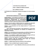 ORDRE DU MERITE SPORTIF Au Cameroun-Loi Du 20 Mai 1970