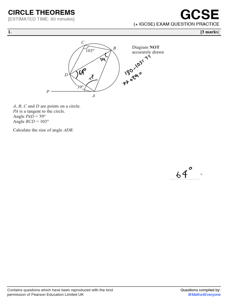 Maths Circle Theorem HW | PDF | Geometry | Triangle Geometry
