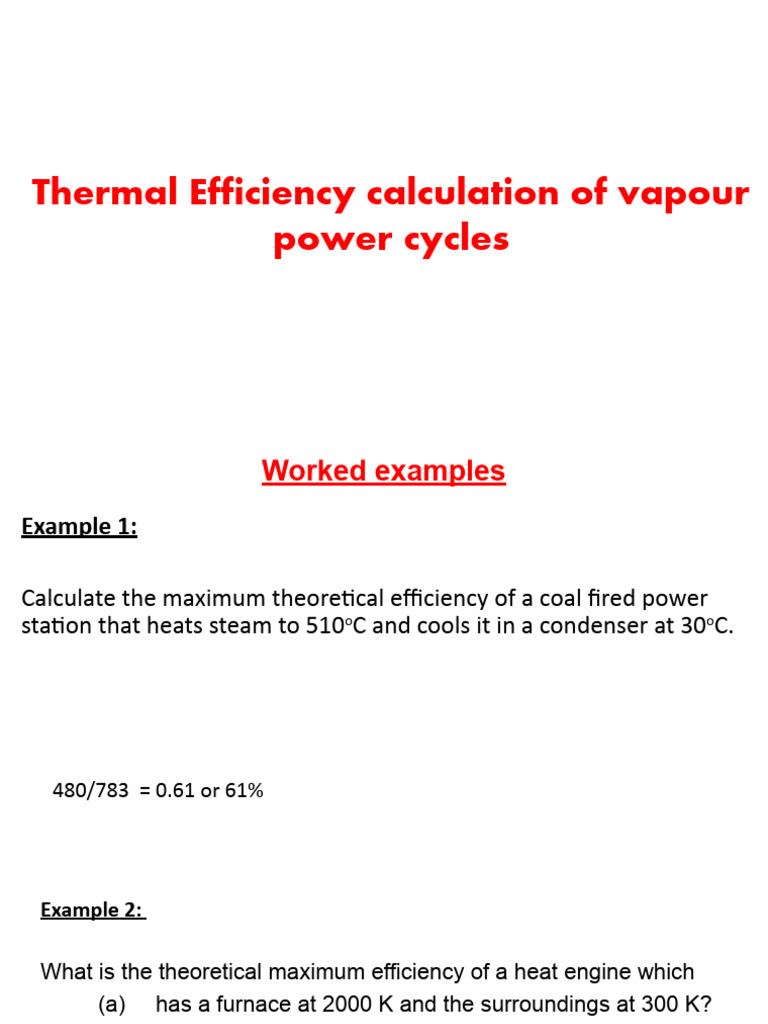 Maximum Thermal Efficiency Calculations | PDF | Power Station ...