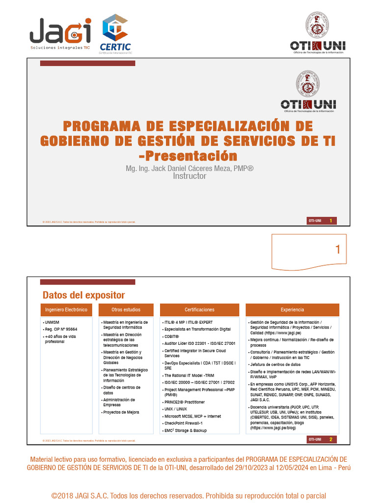 Programa OTI-UNI - 00 Presentación | PDF | Itil | It Service Management
