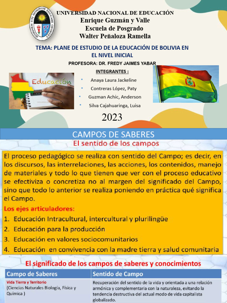 Plan de Estudio Educación Inicial Bolivia | PDF | Educación de la ...