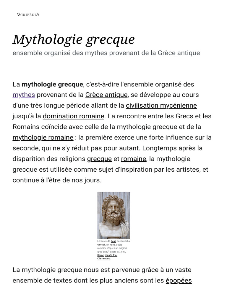 Histoire de la mythologie grecque | PDF | Mythologie grecque | Zeus