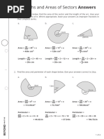 Arc Lengths and Areas of Sectors (Answers)