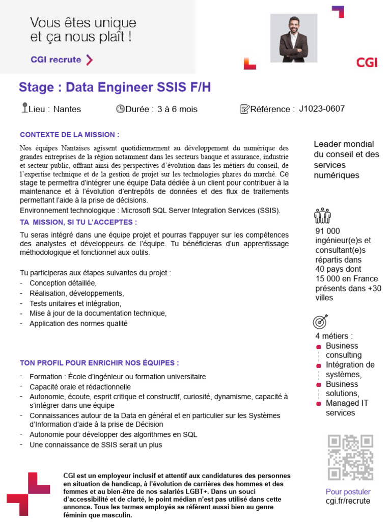 CGI - Stage Data Engineer SSIS | PDF | Informatique décisionnelle ...