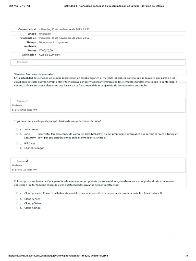 Actividad 1 Computación en La Nube | PDF