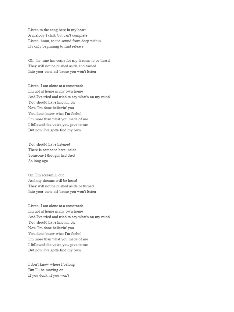 Listen by Beyoncé: Lyrics Overview | PDF | Poetry