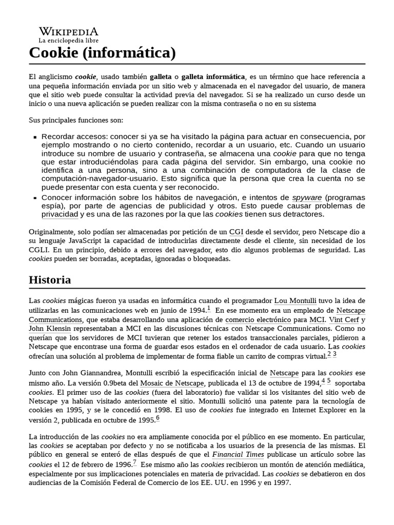 Qué son las cookies en informática | PDF | Cookie HTTP | Redes