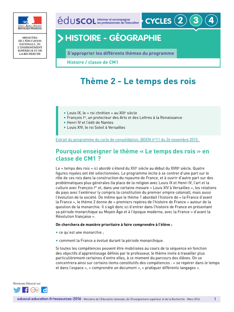 Le temps des rois en CM1 | PDF | Royaume de France | France