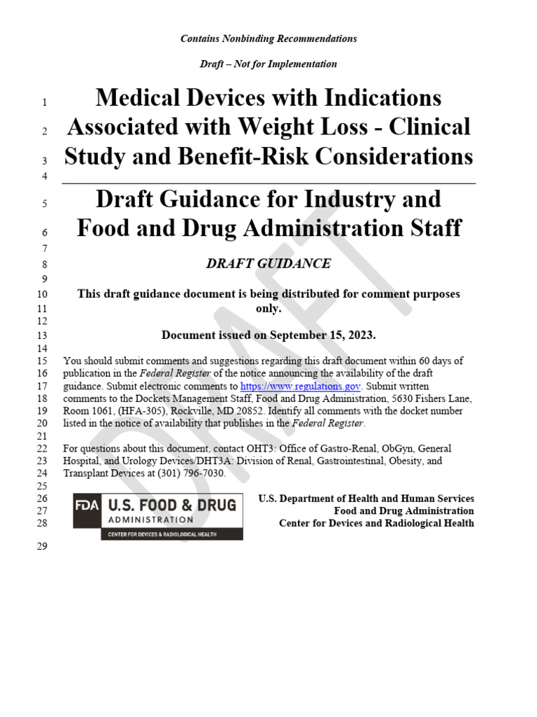 Guidance Weight Loss Clinical PDF Clinical Trial Federal Food
