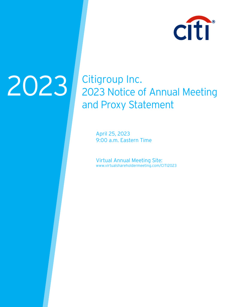 Citi 2023 Proxy Statement PDF Citigroup Proxy Voting