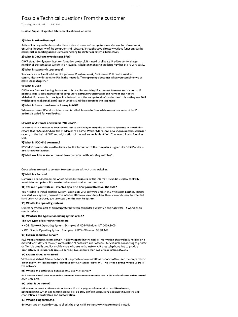 Technical Questions and Answers | PDF