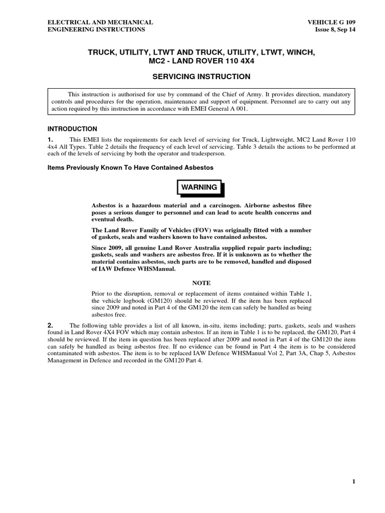 Land Rover 110 4x4 Servicing Instructions | PDF | Axle | Brake