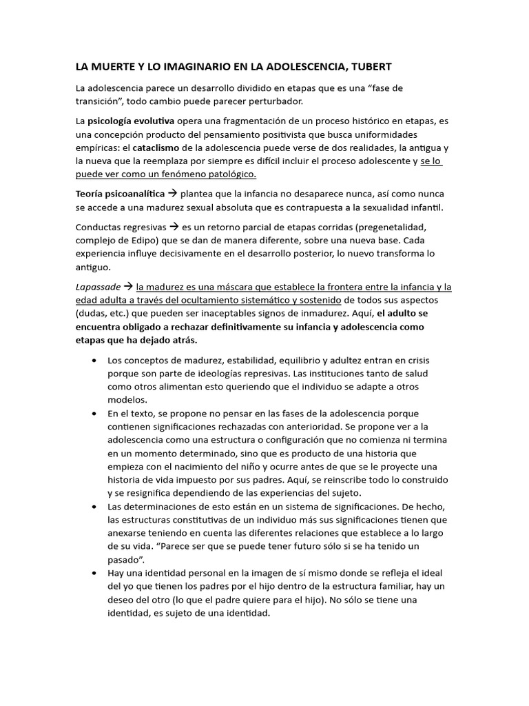 Fragmentación del Yo en la Adolescencia | PDF | Adultos | Adolescencia