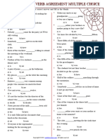 Subject Verb Agreement Multiple Choice Exercises Worksheet