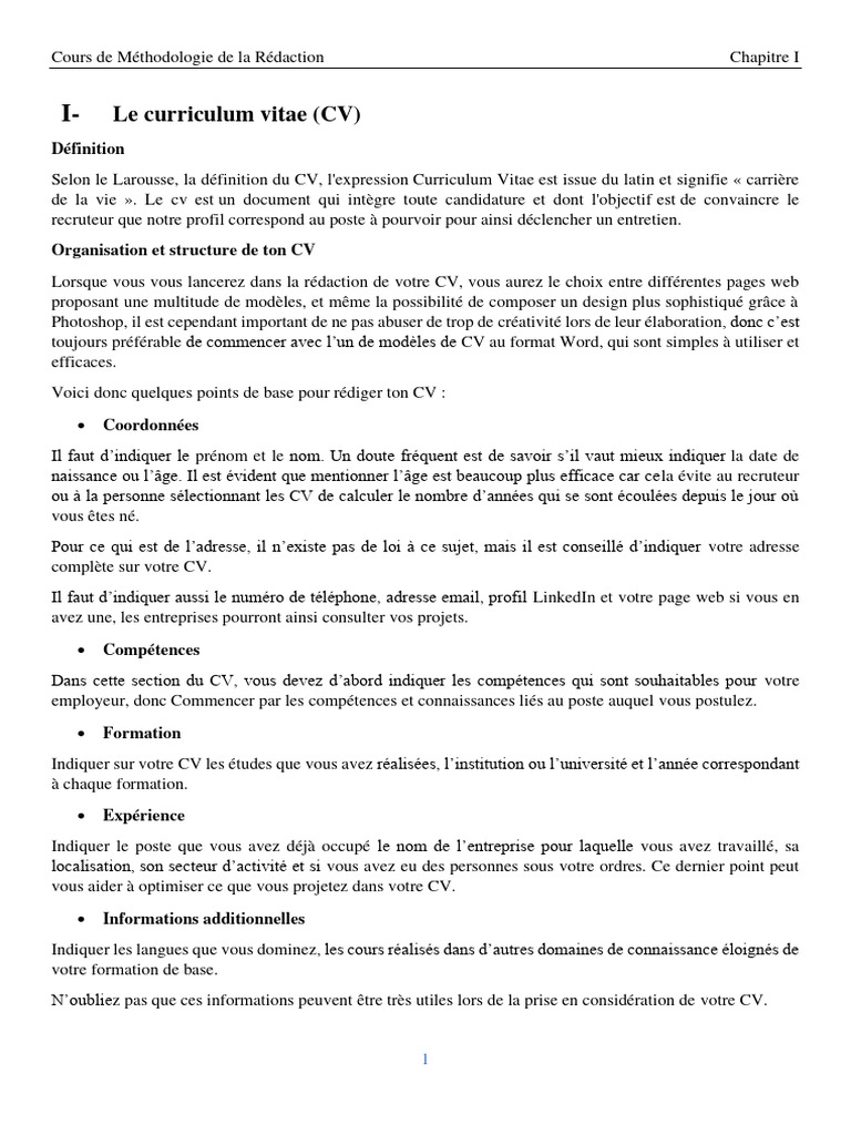 Rédiger un CV efficace et professionnel | PDF | Évolution de carrière | Art