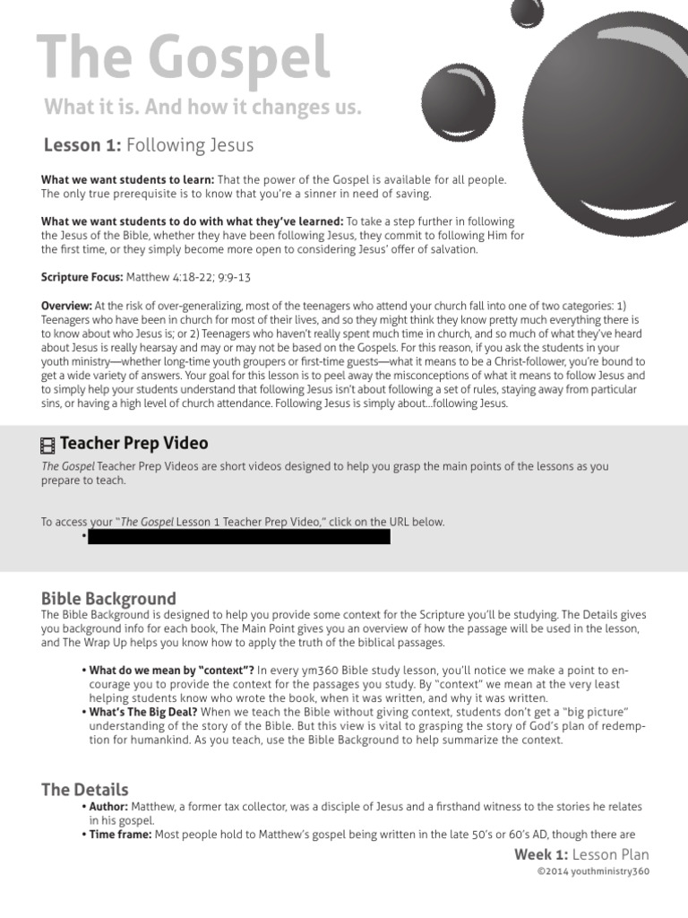 The Gospel Sample Lesson PDF Gospel Of Matthew Jesus