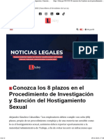 Conozca Los 8 Plazos en El Procedimiento de Investigación y Sanción Del Hostigamiento Sexual - La Ley